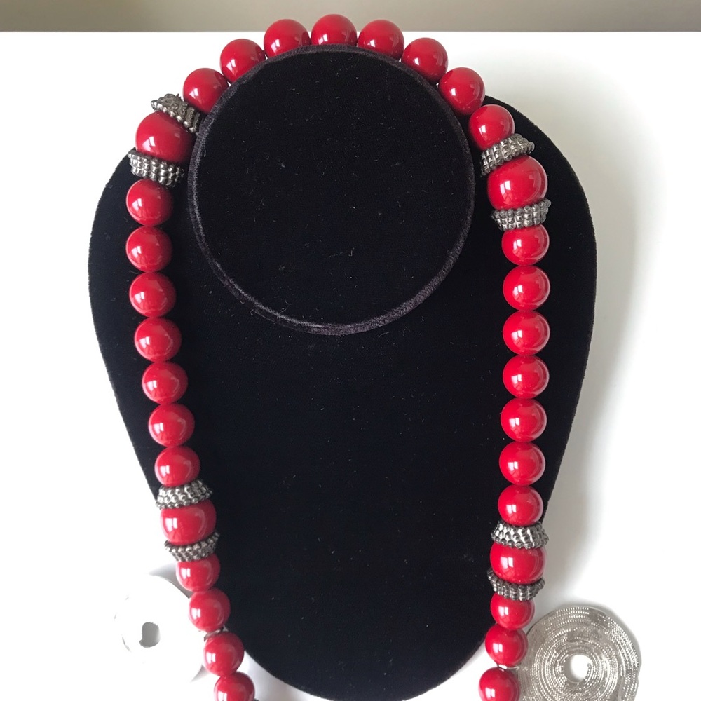 Kenneth Lane Vintage Large Coin Beaded Statement Necklace - Picture 12 of 14